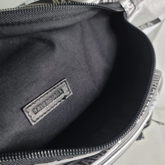 Balenciaga BAG + WALLET Silver Stripe Leather Explorer Belt Waist Fanny Chest - Picture 6 of 17